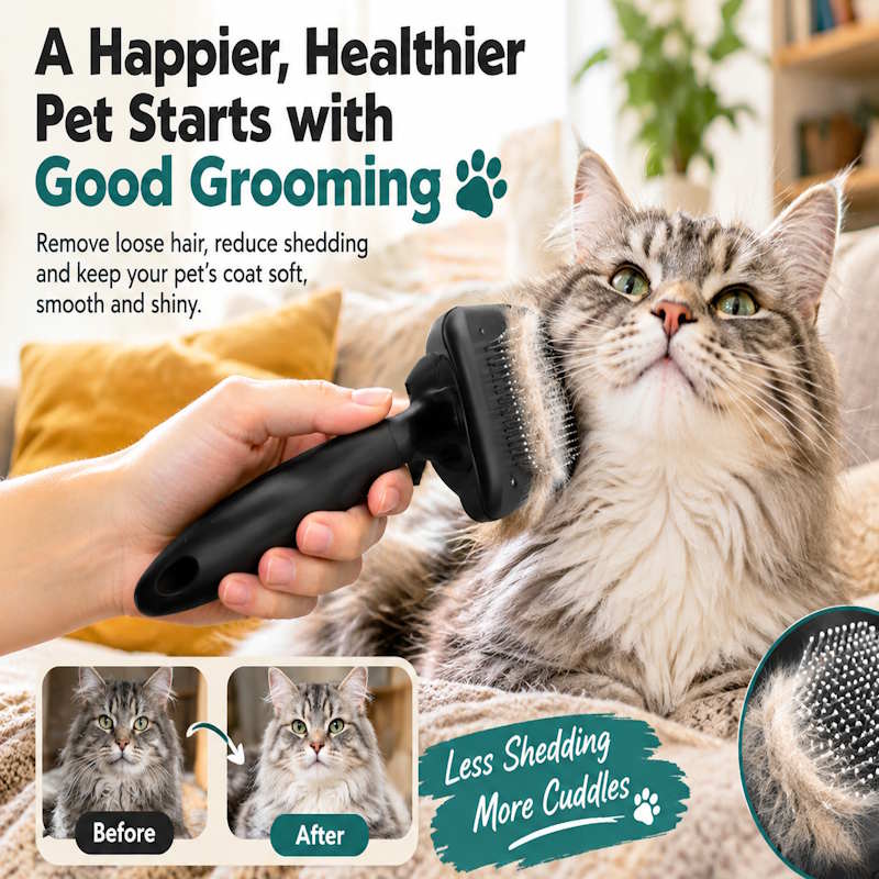 Dipoo Self-Cleaning Shedding Brush