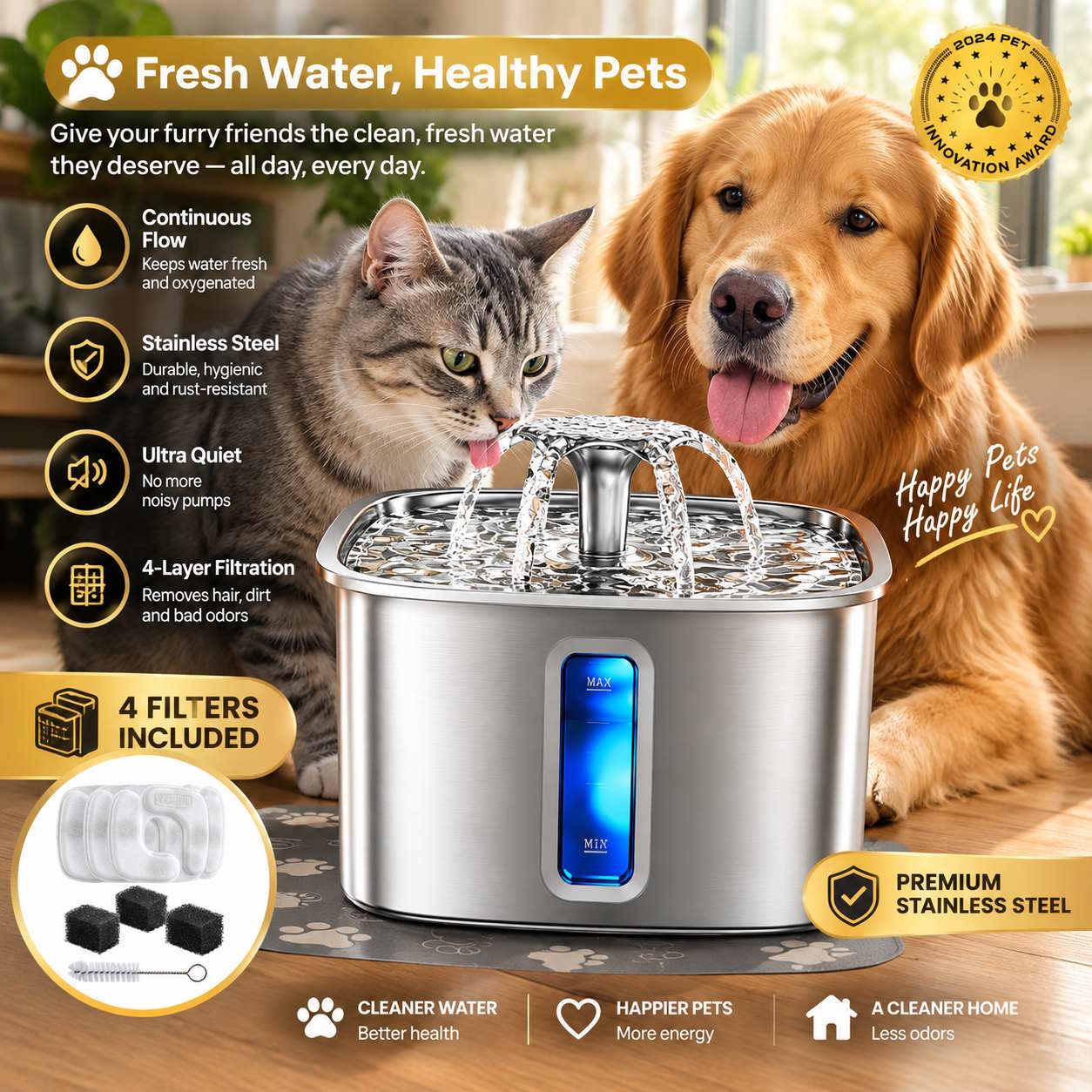 Veken Stainless Steel Fountain