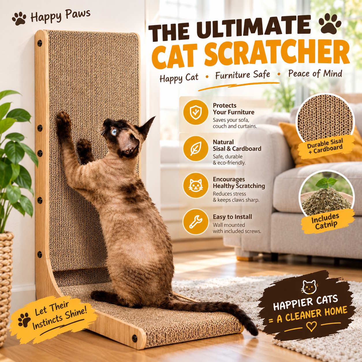 EHEYCIGA Cardboard Cat Scratcher